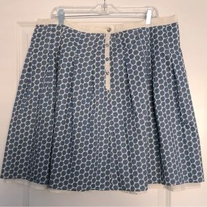 Boden Cotton Crinkle Skirt-Blue Floral on White-Size 20